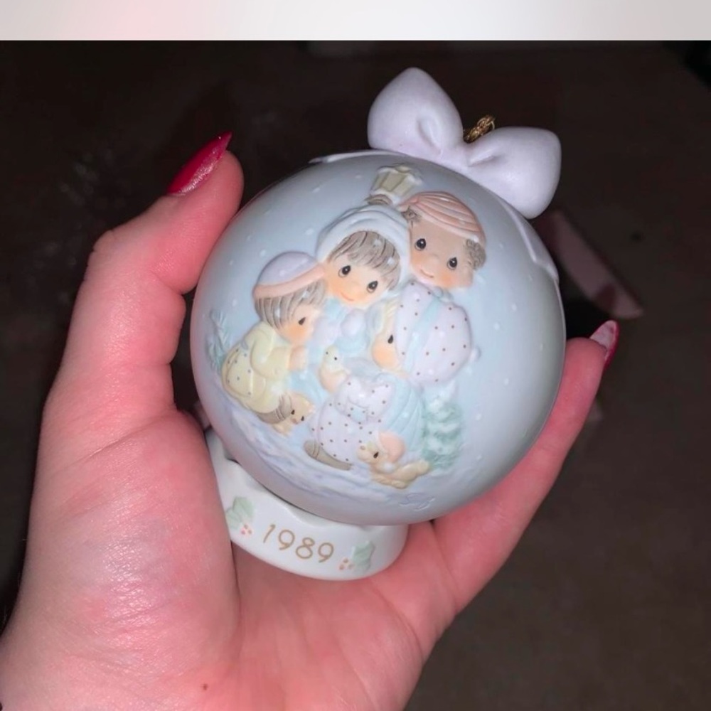 Precious Moments Pastel Ornament with White Bow